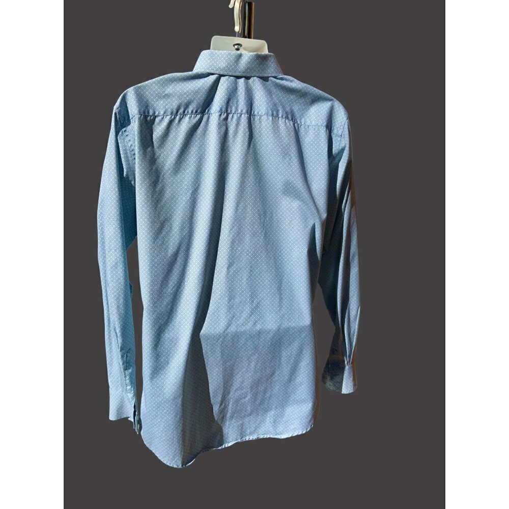 MTAILOR CUSTOM MADE CLOTHING BLUE DECO LATTICE LONG SLEEVE DRESS SHIRT LARGE - Picture 9 of 10